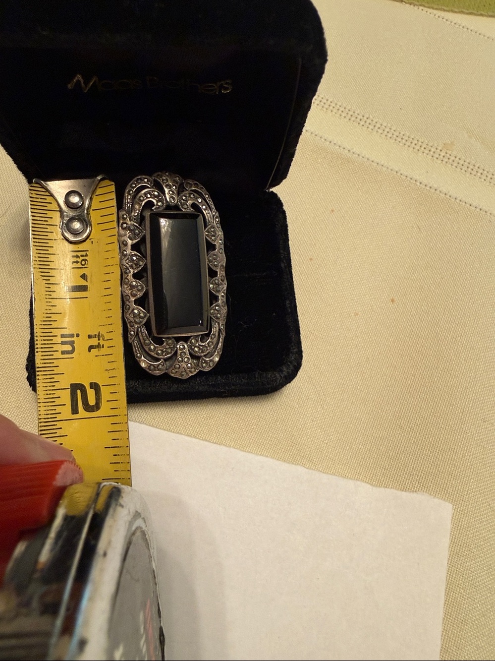 Black Onyx and marcasite Vintage Art Deco Ring. - Picture 6 of 6
